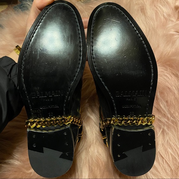 NWT Balmain Quilted Black Leather/Gold Chain Boots - Picture 10 of 13